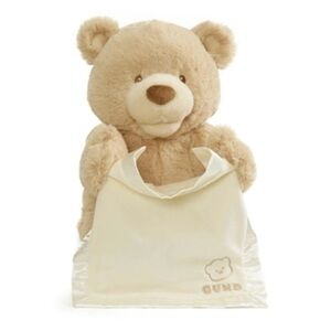 Gund Peek-A-Boo Plush Tan Bear with Soft Cream Blanket